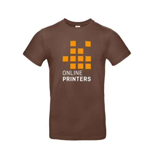 Bruin katoenen T-shirt voor heren met korte mouwen en ronde hals.