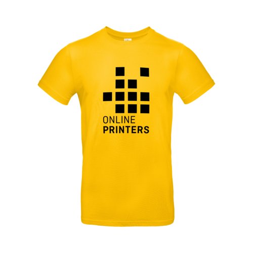 Goudgele katoenen T-shirt voor heren met korte mouwen.