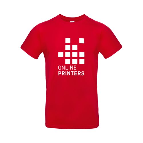 Rood katoenen heren-T-shirt met korte mouwen.