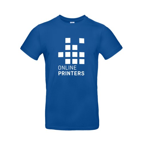 Koningsblauw katoenen T-shirt voor heren met korte mouwen.