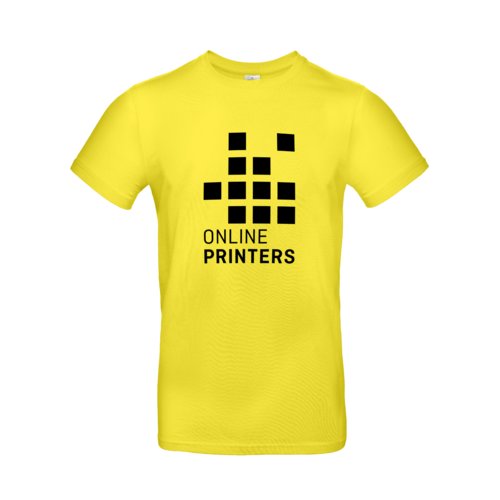 Geel katoenen heren-T-shirt met korte mouwen.