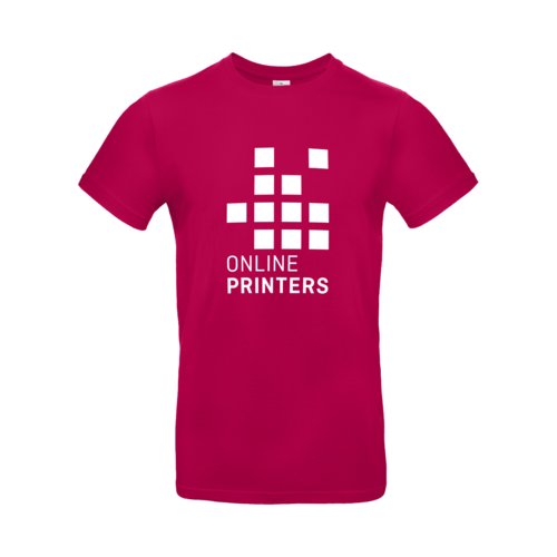 Fuchsia katoenen T-shirt voor heren met korte mouwen.