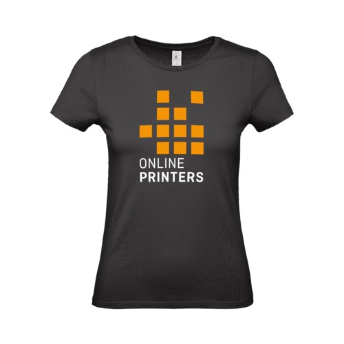 Zwart katoenen T-shirt voor dames met korte mouwen.