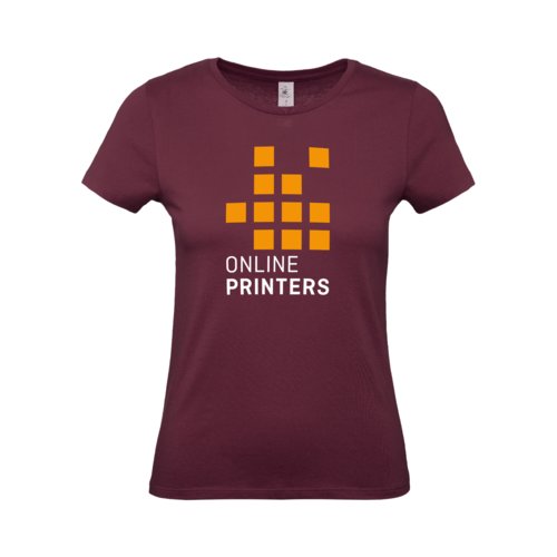 Bordeaux katoenen T-shirt voor dames met korte mouwen.