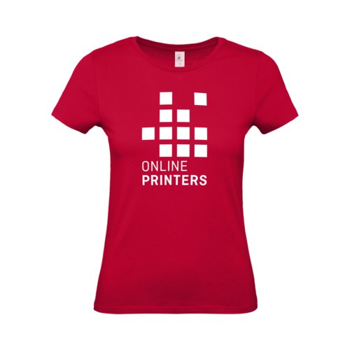 Donkerrood katoenen T-shirt voor dames met korte mouwen.