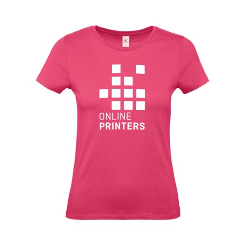 Fuchsia katoenen T-shirt voor dames met korte mouwen.