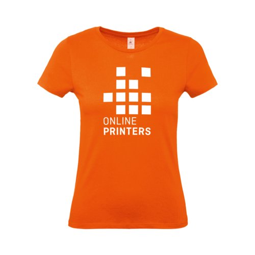 Oranje dames T-shirt van katoen met korte mouwen.