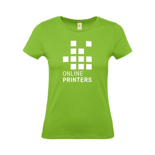 Appelgroen katoenen dames-T-shirt met korte mouwen.
