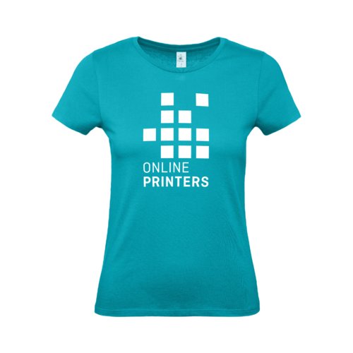 Turkooizen katoenen T-shirt voor dames met korte mouwen.