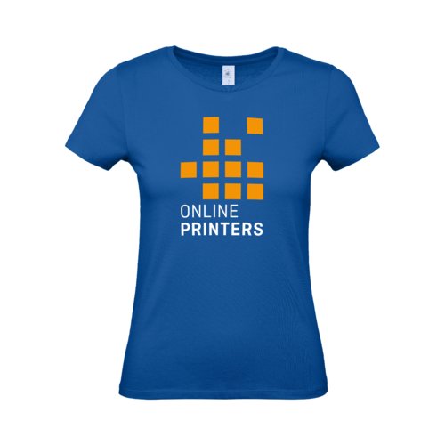Koningsblauwe katoenen T-shirt voor dames met korte mouwen.