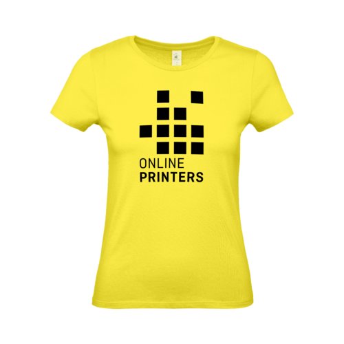 Geel katoenen T-shirt voor dames met korte mouwen.