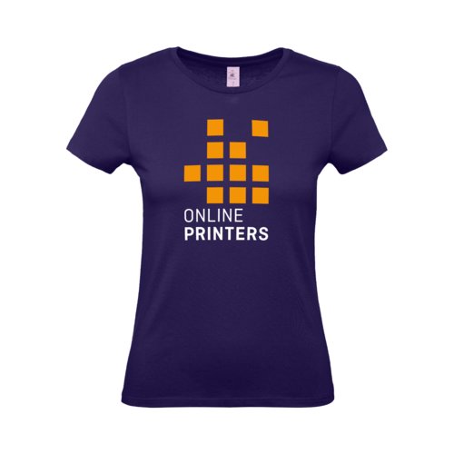 Donkerpaars katoenen T-shirt voor dames met korte mouwen.