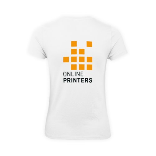 Wit katoenen dames-T-shirt met korte mouwen.