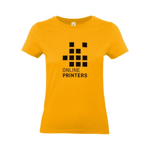 Abrikooskleurig dames T-shirt van katoen met korte mouwen.