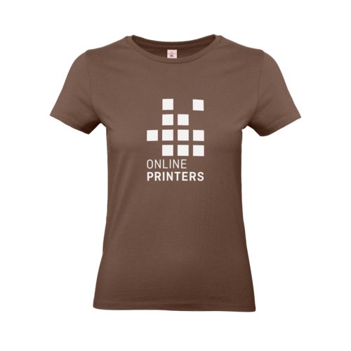 Bruin katoenen dames T-shirt met korte mouwen.