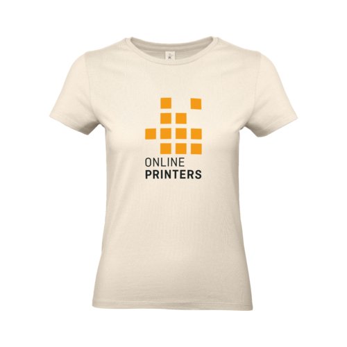 Beige dames T-shirt van katoen met korte mouwen.