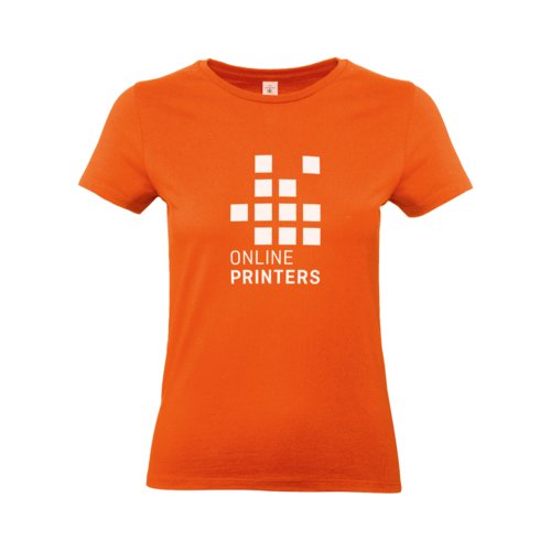 Oranje dames T-shirt van katoen met korte mouwen.