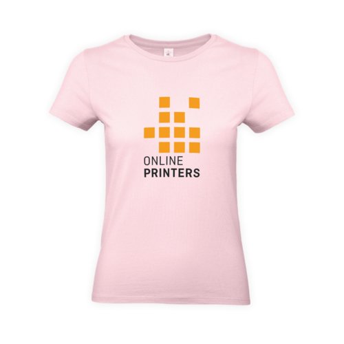 Roze dames T-shirt van katoen met korte mouwen en ronde hals.