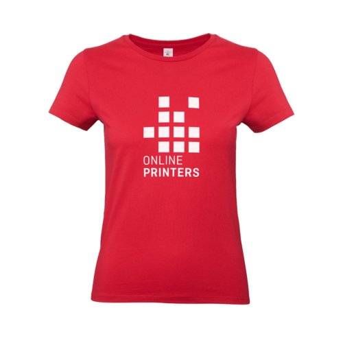 Rood katoenen T-shirt voor dames met korte mouwen.