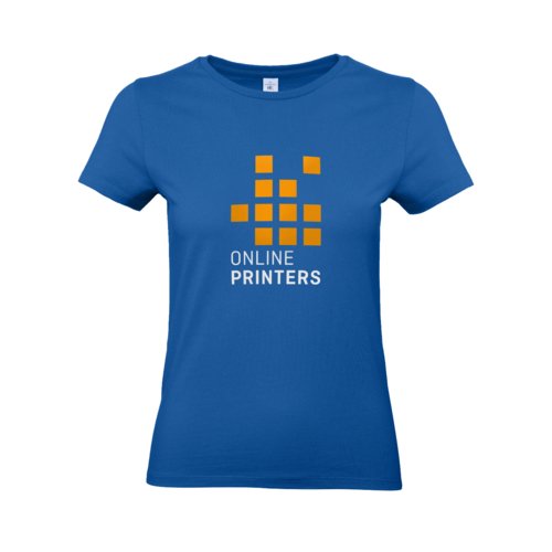 Koningsblauw katoenen T-shirt voor dames, getailleerd.