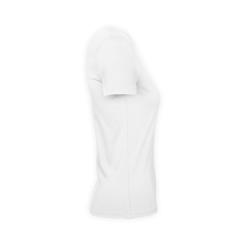 Wit katoenen dames t-shirt met korte mouwen.