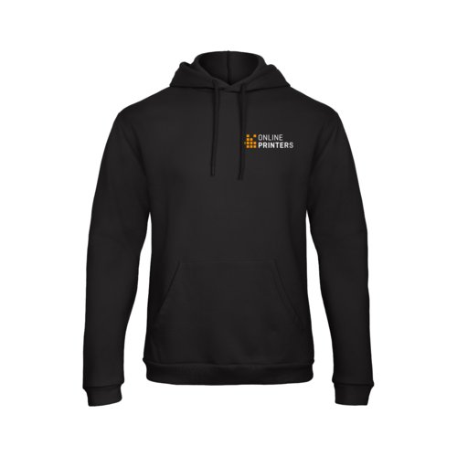 Zwarte hoodie van katoenmix met capuchon en kangoeroezak.