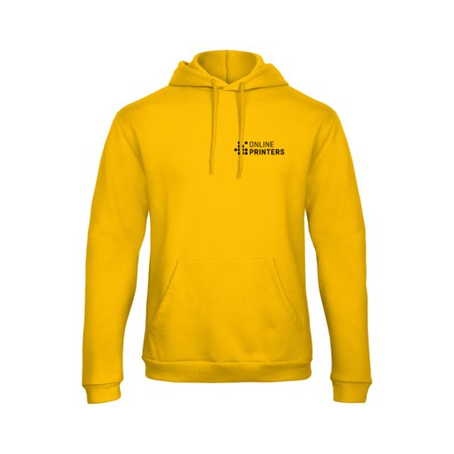 Goudgele hoodie van katoenmix met capuchon en kangoeroezak.