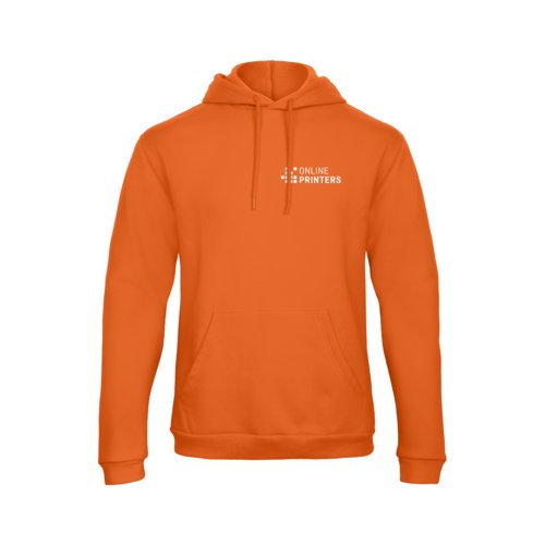 Oranje hoodie van gemengde stof met capuchon en kangoeroezak.