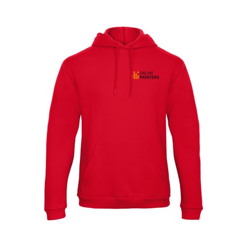 Rode hoodie van katoenmix met capuchon en kangoeroezak.