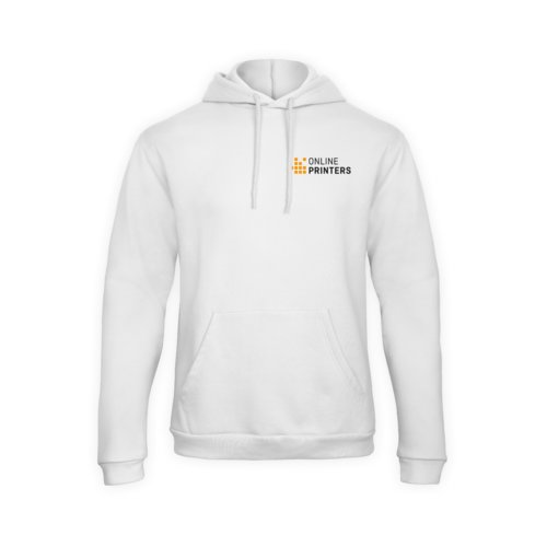 Witte katoen-polyester hoodie met capuchon en kangoeroezak.