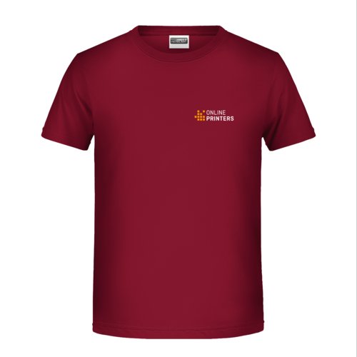 Bordeauxrood katoenen T-shirt voor kinderen met korte mouwen.