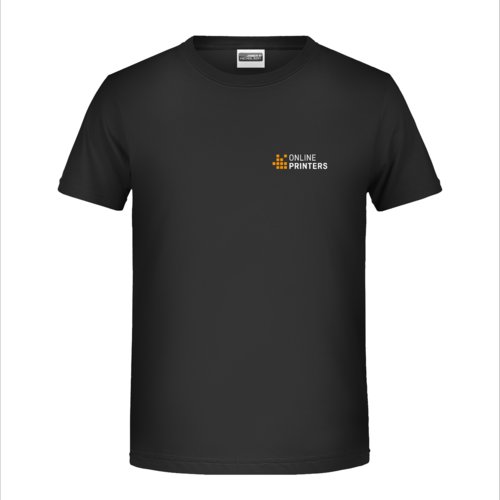 Zwart katoenen T-shirt voor kinderen met korte mouwen.