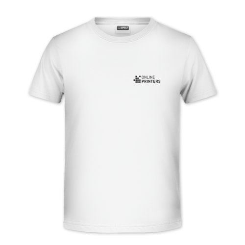 Wit katoenen T-shirt voor jongens met korte mouwen.