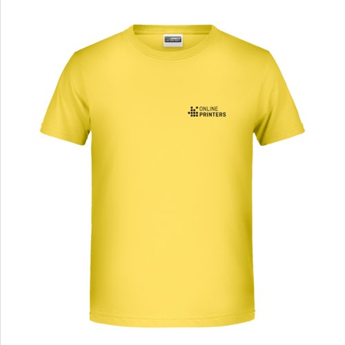 Geel katoenen T-shirt voor kinderen met korte mouwen.