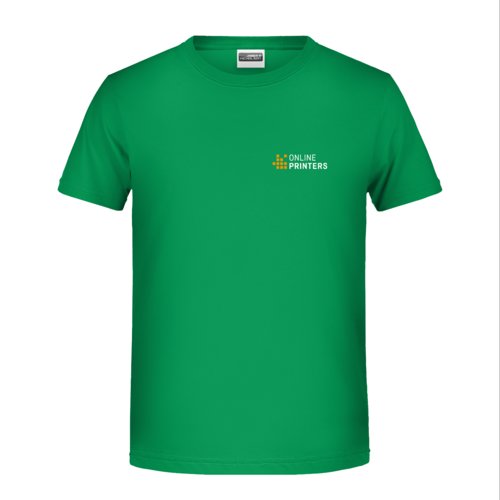 Groen katoenen T-shirt voor kinderen met korte mouwen.