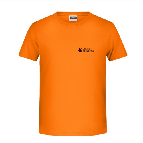 Oranje katoenen T-shirt voor jongens met korte mouwen en ronde hals.