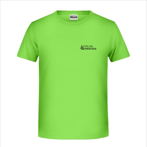 Appelgroen katoenen T-shirt met korte mouwen en ronde hals.