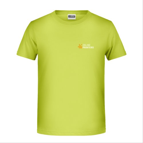 Neon geel katoenen T-shirt met korte mouwen en ronde hals.