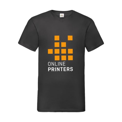 Zwart katoenen T-shirt met V-hals voor heren.
