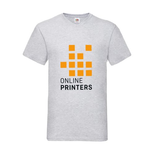 Grijs gemleerd katoenen T-shirt met V-hals voor heren.