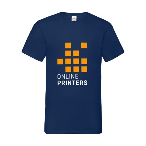 Marineblauw katoenen T-shirt met V-hals voor heren.