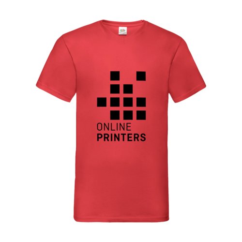 Rood katoenen T-shirt met V-hals voor heren.