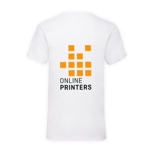 Wit katoenen T-shirt met V-hals voor heren.