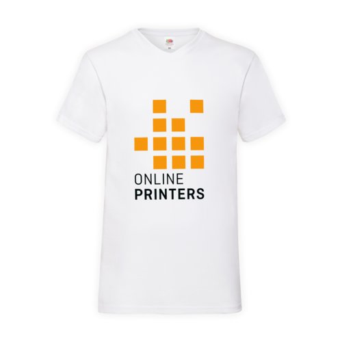 Wit katoenen T-shirt met V-hals voor heren.