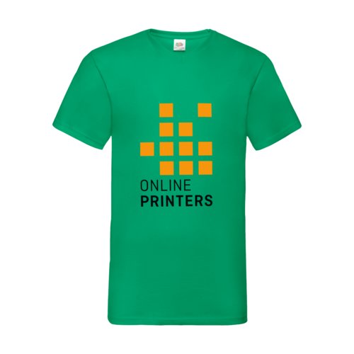 Groen katoenen T-shirt met V-hals en korte mouwen.
