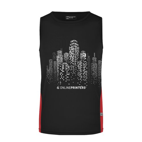 Zwart-rode polyester tanktop voor heren.