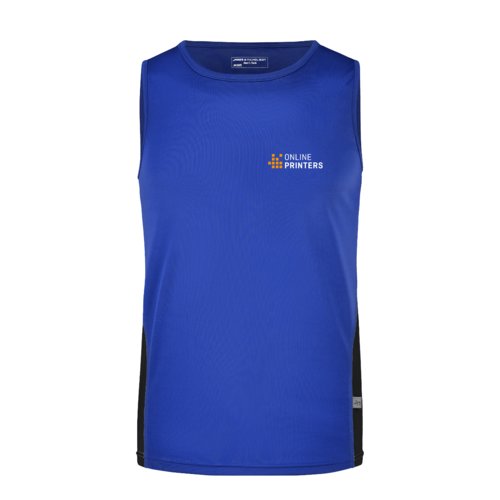 Blauw polyester tanktop voor heren.
