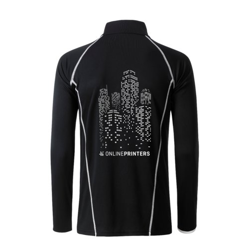 Zwart-wit polyester shirt met lange mouwen voor heren.
