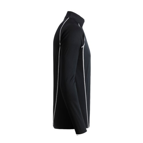 Zwart-wit polyester shirt met lange mouwen en sportieve snit.