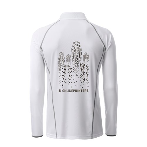 Wit polyester shirt met lange mouwen voor heren met zilveren details.